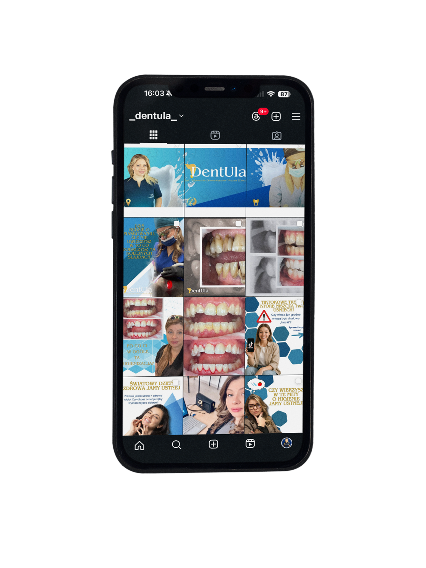 Feed na Instagramie gabinetu DentUla