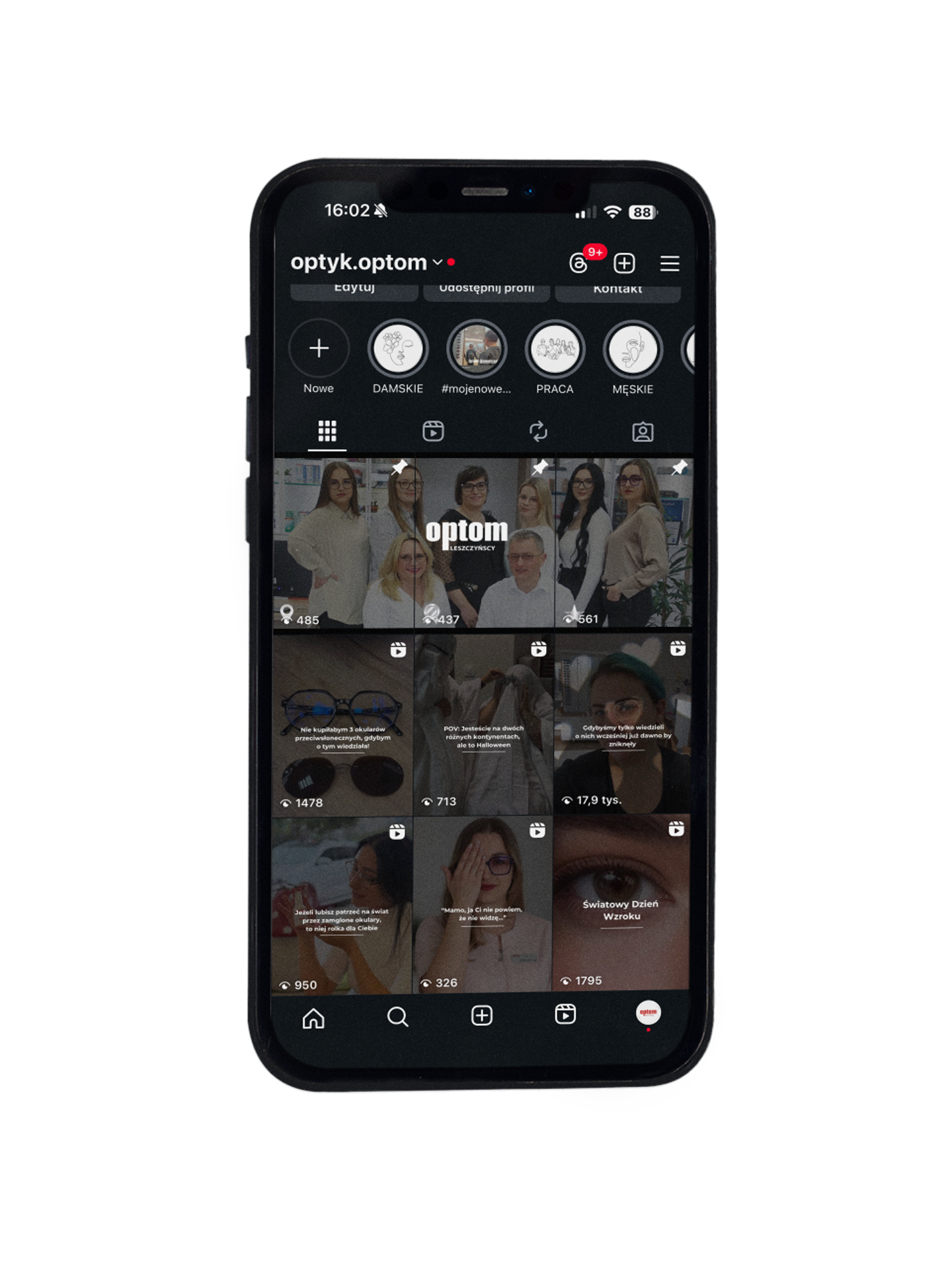 Feed na Instagramie salonów optycznych Optom Leszczyńscy