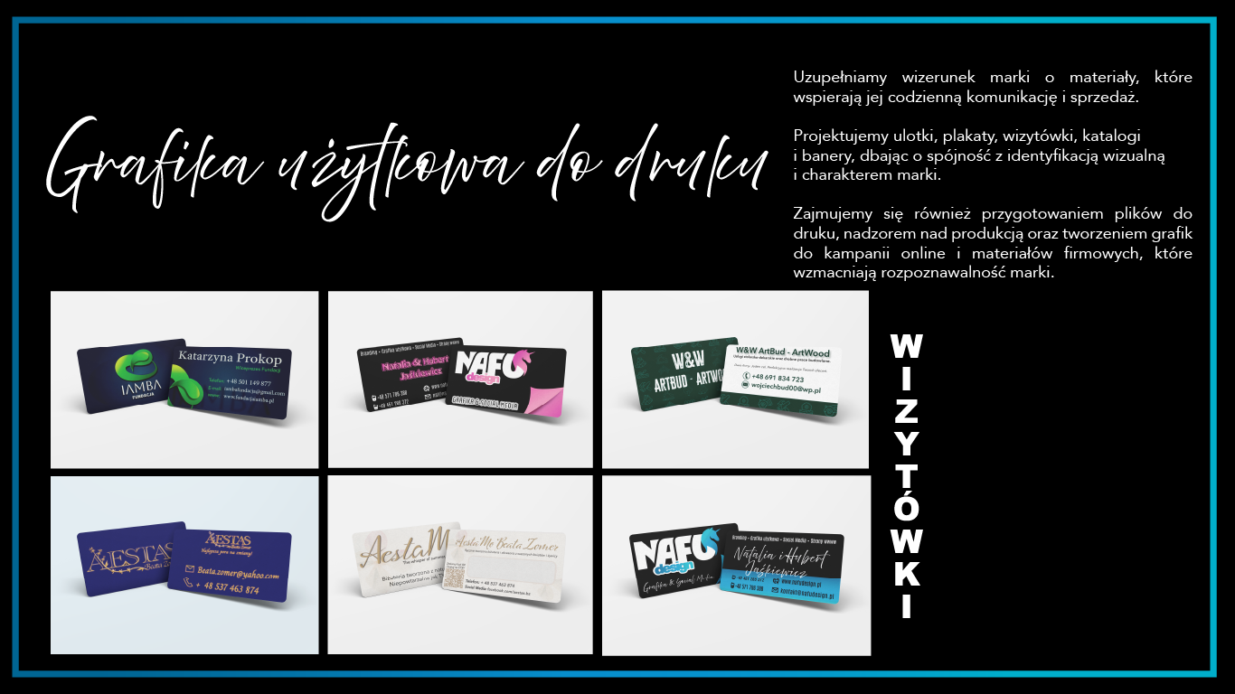 Wizytówki zaprojektowane w spójności z identyfikacją marki